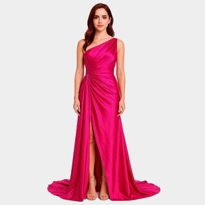 Size M Fuchsia One-Shoulder Dress